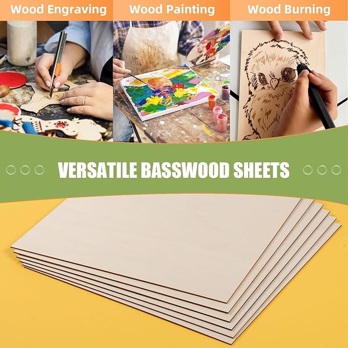 AWIZOM 12 Pack Basswood Sheets for Crafts-12 x 16 x 1/8 Inch- 3mm Thick Plywood - Image 7
