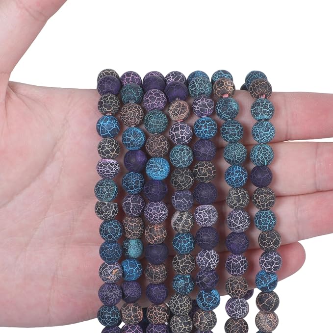 36pcs Natural Matte Colorful Oxidized Gemstone Beads，10mm Frosted Round Loose - Image 3