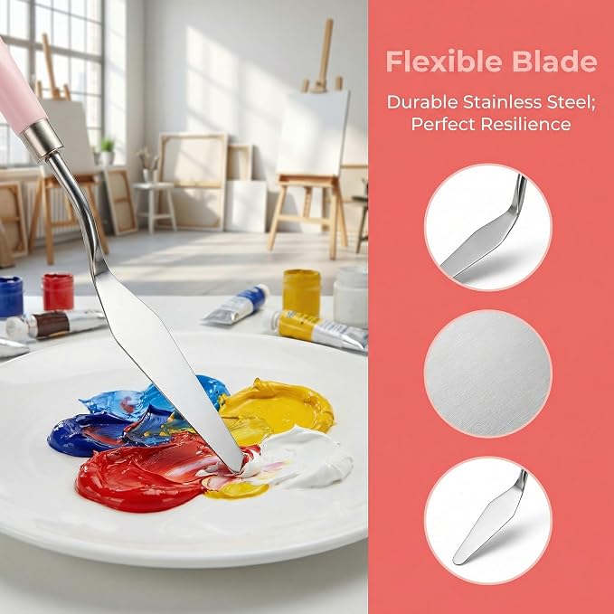 Palette Knife Set 5PCS Pink Handle Stainless Steel - Image 5