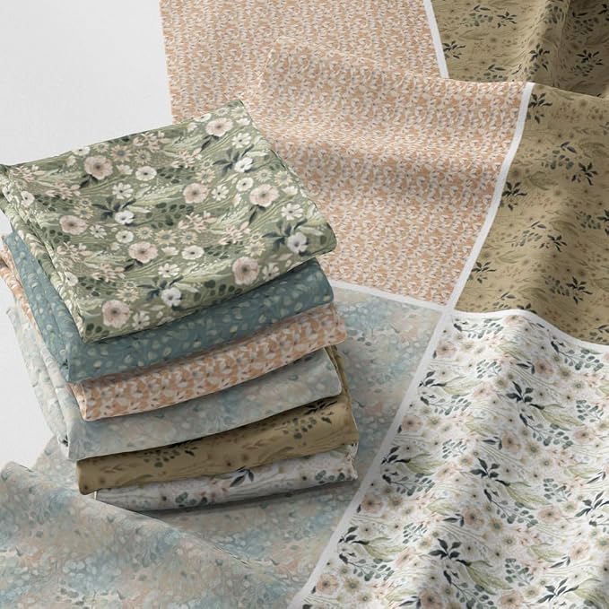 Patchwork Fabric Panel 100x155 cm, 100% Cotton Satin, 6 Coordinated Vintage by FabricsTown