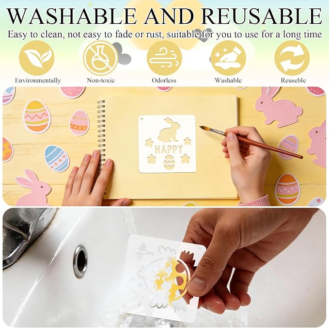 72 PCS 3x3 Inch Easter Stencils - Image 3