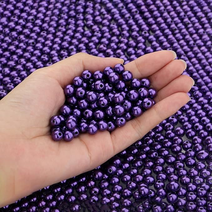 DUQGUHO Purple Pearl Beads for Crafts 6mm Plastic Pearl Beads by DUQGUHO