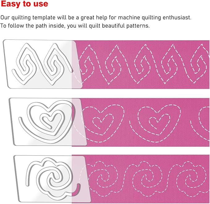 Kapyoo 3Pcs Freemotion Quilting Rulers and Templates Set Quilting Templates - Image 6