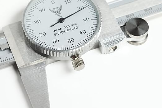 PEC Dial Caliper 0-150mm, Stainless Steel Precision Measuring Tool with Shock-Proof Dial, High Accuracy ±0.01mm