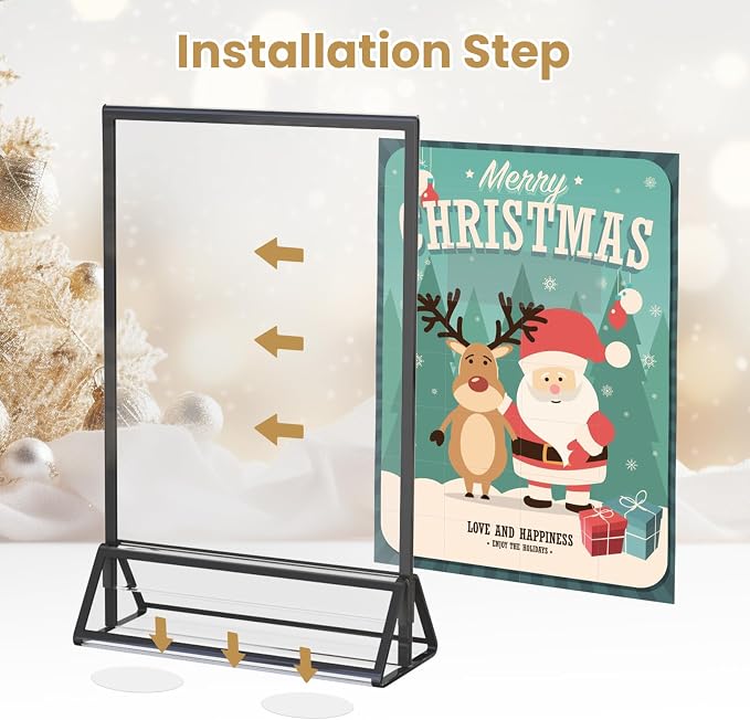 Acrylic Sign Holder 4X6 Black Picture Frame Double-Sided -6 Pack | Sign Stand - Image 4