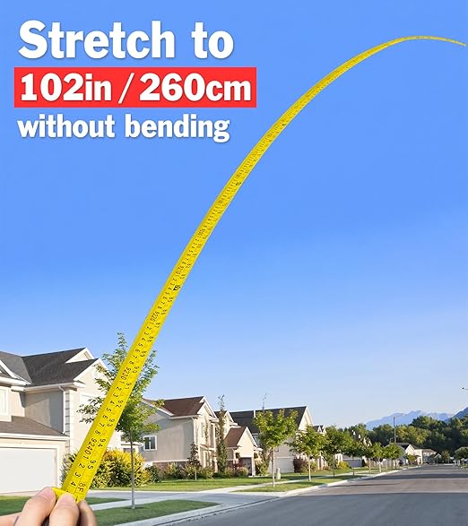 Tape Measure 25 ft, Easy Read Measuring Tape Retractable, Self-Locking Measurement Tape 1-Inch Wide x 25 ft