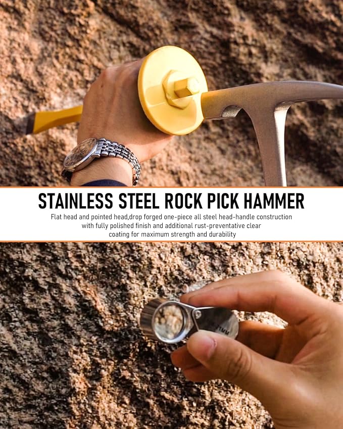 INCLY 7 Pcs Geology Rock Pick Equipment Kit, 3lb Sledge &32 oz Rock Hammer - Image 6