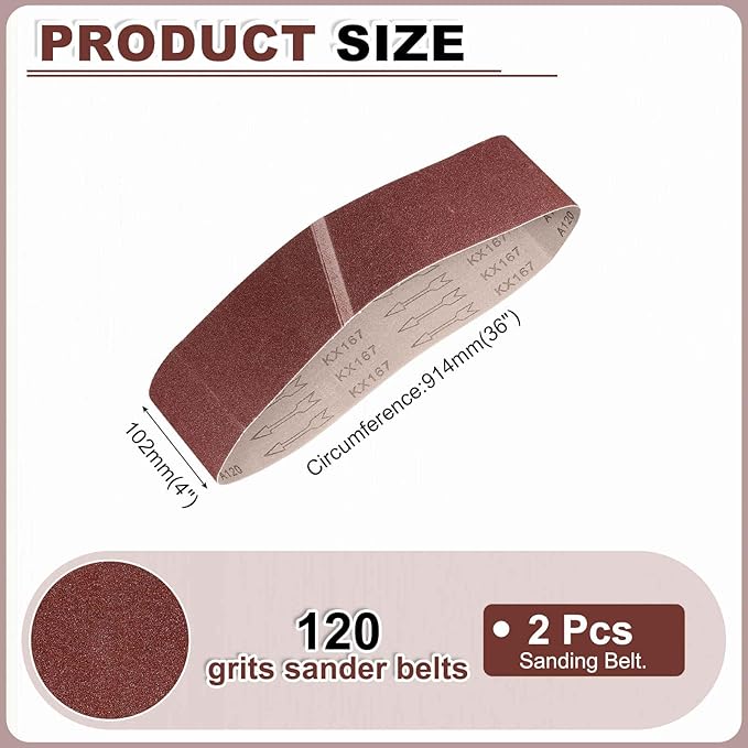 HARFINGTON 4 x 36 Inch Sanding Belts, 12 Pcs 120 Grits Aluminum Oxide Abrasive Belt Sander File Belt for Woodworking, Metal Polishing, Knife Sharpener