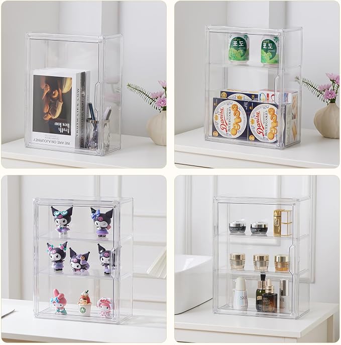 3 Tiers Clear Display Case, Plastic Storage Bins - Image 5