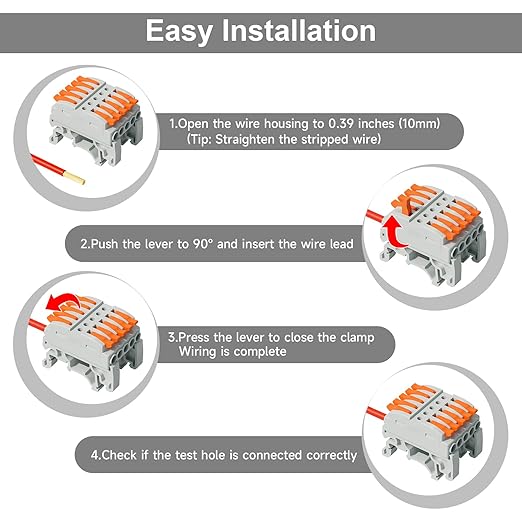 5Pcs DIN Terminal Blocks, 5 Conductor Compact Wire Conductor Splicing Connectors, KV223 Lever Wire Connectors for AWG 28-12, 600V 32A