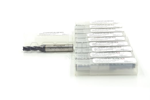 Accusize Industrial Tools 1/4 inch Fine Tooth M42 8% Cobalt Tialn Roughing End Mill, 3/8 in Shk Dia, 3/4 in Flute Length, 4 Flute, 1104-0014