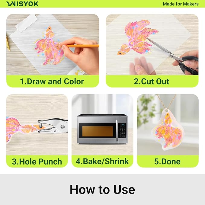 WISYOK 204Pcs Shrinky Film Kit, Shrink Plastic Sheets kit - Image 7