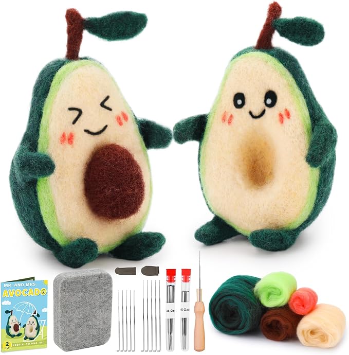 OEHPICC 2 Pcs Avocado Needle Felting Kit, Needle Felting Kits by OEHPICC