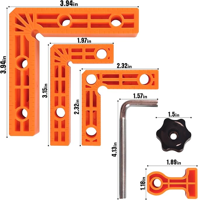 90 Degree Clamp,Positioning Squares, 3" 4" 2.3" Right Angle Clamp with 12 Clamping Squares,Corner Clamps Woodworking Tool for Pictures Frames, Cabinets, Boxes