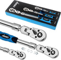 DISEN 3-Piece Extendable Flex-Head Ratchet Wrench Set with EVA Storage Case - 1/4", 3/8", 1/2" Drive, 72-Tooth, Rubber Grip, Adjustable Length - Professional Automotive and DIY Tools