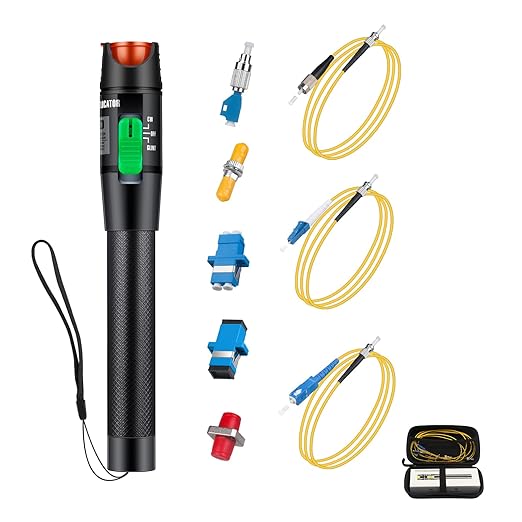 Fiber Optic Cable Troubleshoot Kit - 1pc Visual Fault Locator & 1pc FC to LC Adapter & 4pcs Couplers(LC, SC, ST, FC) & 3 Short Patch Cords (Mode Number: VFL-30)