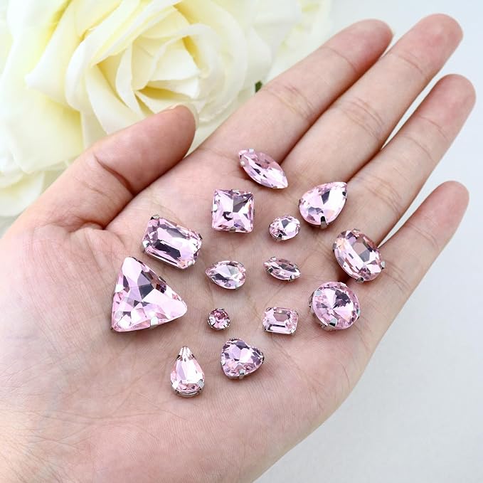 Dowarm Sew on Rhinestones 104 PCS Mixed Shapes Glass Sew on Crystals - Image 2