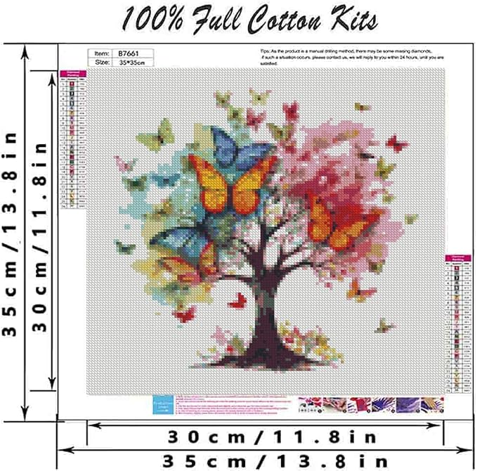 Tree of Life Cross Stitch Kits for Adults Beginner, Butterfly Counted Cross - Image 2