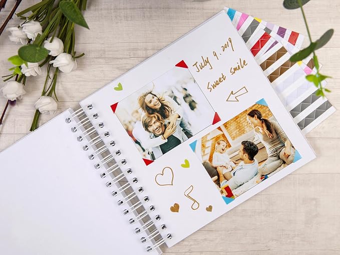 potricher 8 x 8 Inch DIY Scrapbook Photo Album 80 Pages Thick Kraft Blank White - Image 3