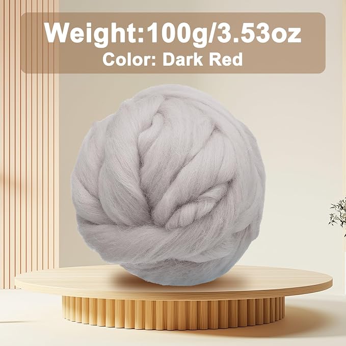 uxcell 3.53oz Wool Roving Yarn, Needle Felting Wool Fiber DIY Craft Needle Wet - Image 2