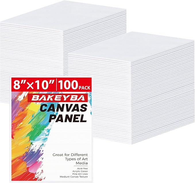 100 Pack 8x10 Inch Flat Canvas Boards by Unknown