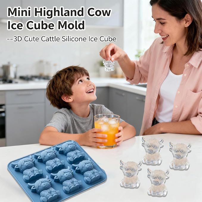 Mini Highland Cow Ice Cube Mold, Cute 3D Silicone Cow Ice Cube Tray, Reusable - Image 2