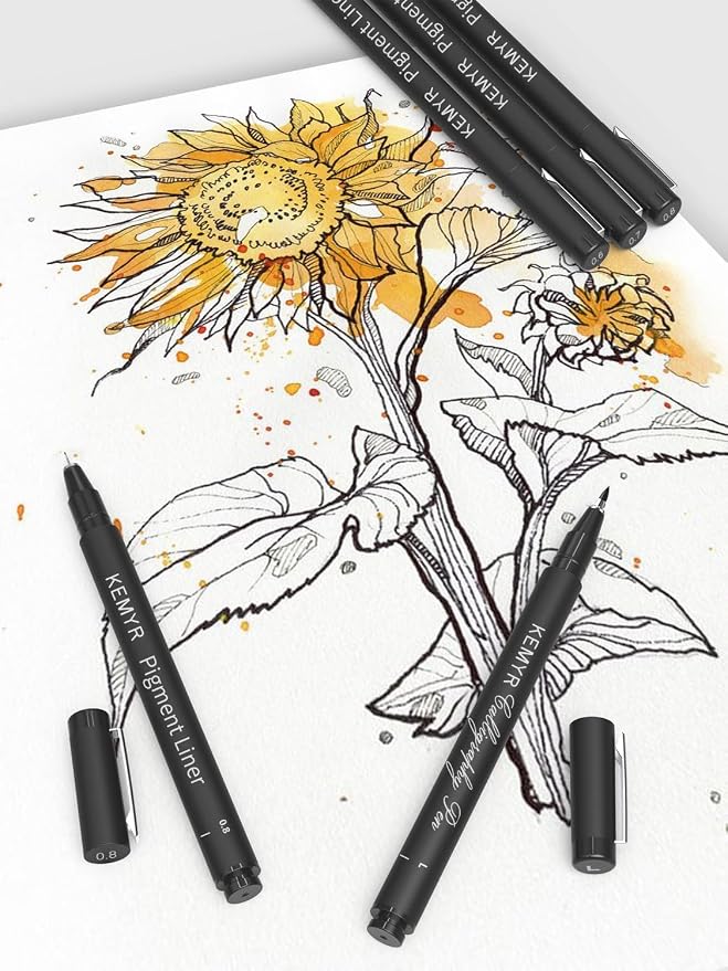 KEMYR 4 Micro Fine liner Drawing Art Pens Calligraphy Pens: 0.5mm Size Black - Image 4