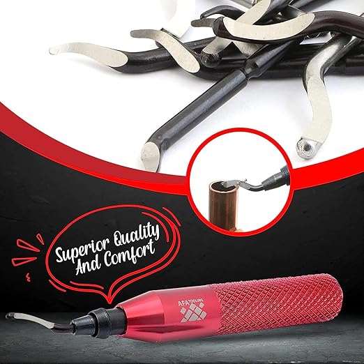 AFA Tooling - Deburring Tool with 30 Extra High Speed Steel Swivel Blades - Works on Metal, Resin, PVC Pipes, Copper, Plastic and 3D Printed Edges - Plumbing & 3D Printing Burr Removal Reamer Tool
