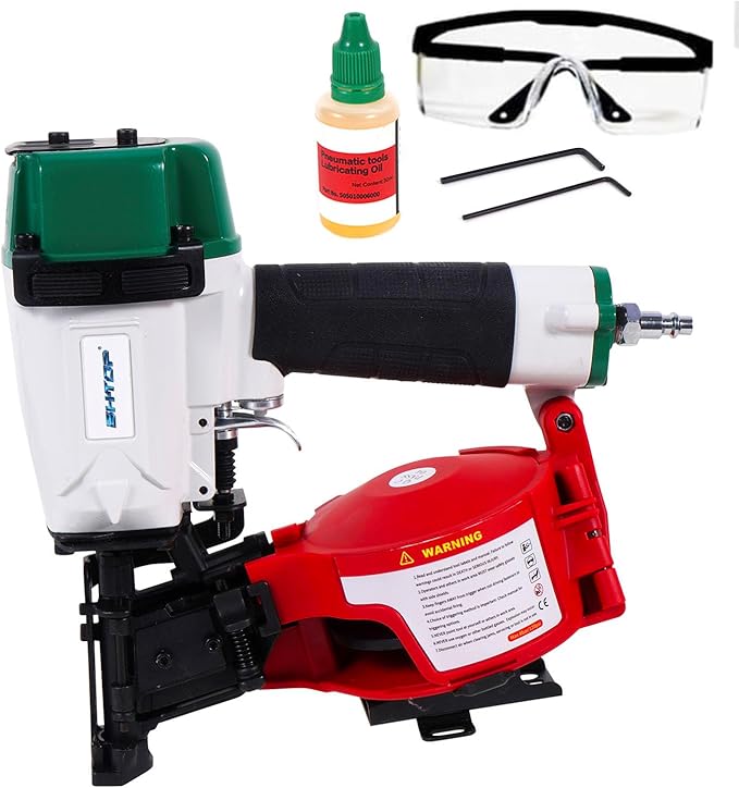 BHTOP Mexican Style CN45N Roofing Nailer, 15 Degree Roofing Nail Gun, 3/4-Inch to 1-3/4-Inch Coil Nails, 120-pcs Load Capacity Coil Naile