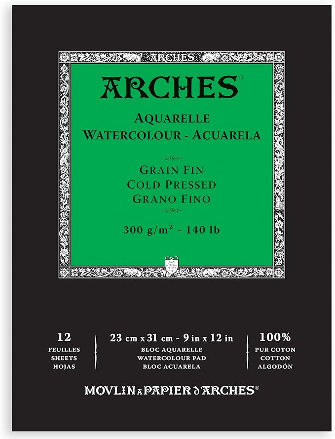 Arches Watercolor Pad, Cold Press, 9x12 inches, 12 Sheets by ARCHES