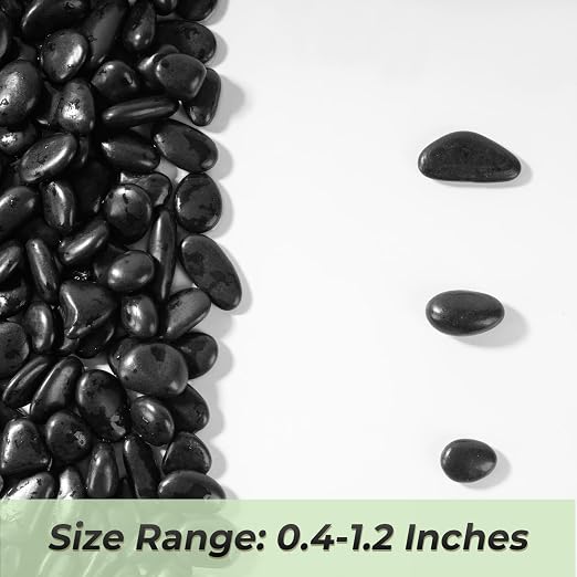 SIDONG 10 LB Black River Rocks, 0.4-1.2 Inches Highly Polished Pebbles - Image 9
