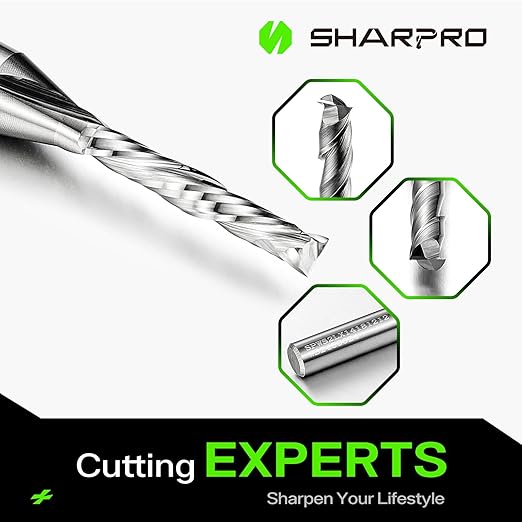 Spiral Upcut Router Bit 1/4 Inch Shank 1/8 Inch Cutting Dia. 1'' CL. Extra Long 2-1/2'' OVL. Carbide Upcut CNC Router Bit, Ideal for Wood Engraving and Plunging Applications