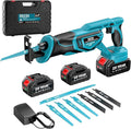 Seesii Reciprocating Saw Cordless, 3300 RPM Brushless Motor with 2 x 4.0Ah Batteries, 8 Saw Blades Portable for Wood PVC Cutting
