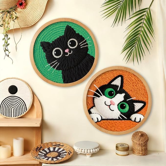 BEUNITONE 2Pcs Cute Cat Punch Needle Kit - Image 4