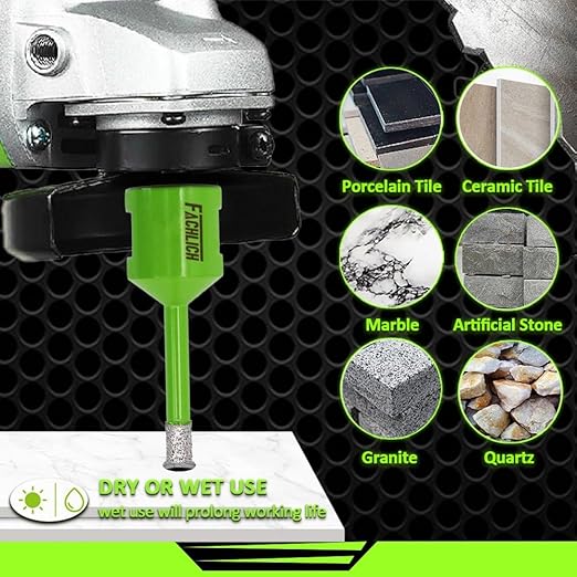 Diamond Core Drill Bits,2pcs 3/8" 10mm Ceramic Tile Drill Bits Vacuum Brazed Diamond Hole Saw for Porcelain Tile,Granite,Marble,Concrete,Masonry,Brick