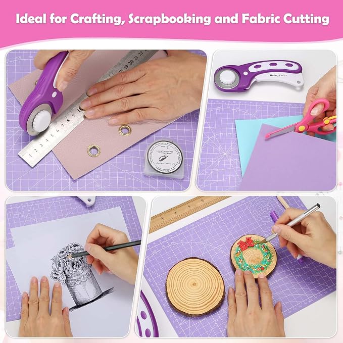 Rotary Fabric Cutter and Mat Set, Audab Self Healing Sewing Mats Shirt Cutter - Image 6