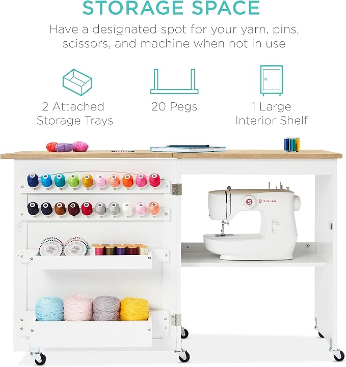 Best Choice Products Folding Sewing Table Multipurpose Craft Station & Side Desk - Image 3