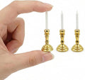 3PCS Vintage Miniature Candlesticks Set 1:12 Scale Metal Base Candle Holder by Makeeverychoiceabeautiful