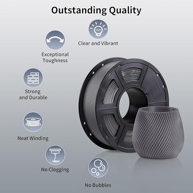 ANYCUBIC PETG Filament 1.75mm Bundle, 3D Printer Filament, Dimensional Accuracy +/- 0.02mm, Exceptional Toughness, Print with Most FDM 3D Printers, 1KG Reusable Spool, 4KG Texture Grey