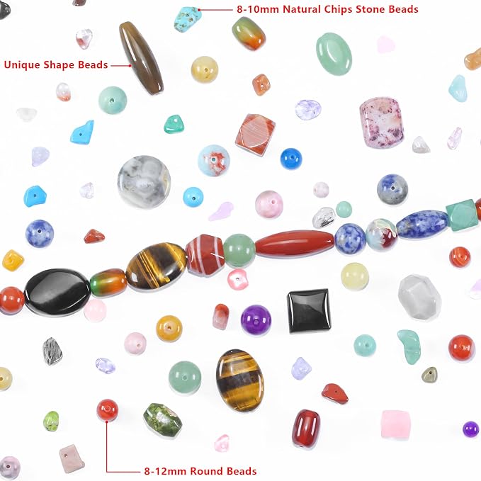 0.6lb Assorted Stone Beads for Jewelry DIY Making, Mixed Natural Chips Gemstone - Image 7
