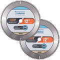 Luckyway 12 Inch 100T Miter Saw Blade 2-Pack, with 1 Inch Arbor TCT Saw Blade for Miter Saw,Ultra-fine Wood Cutting Blade
