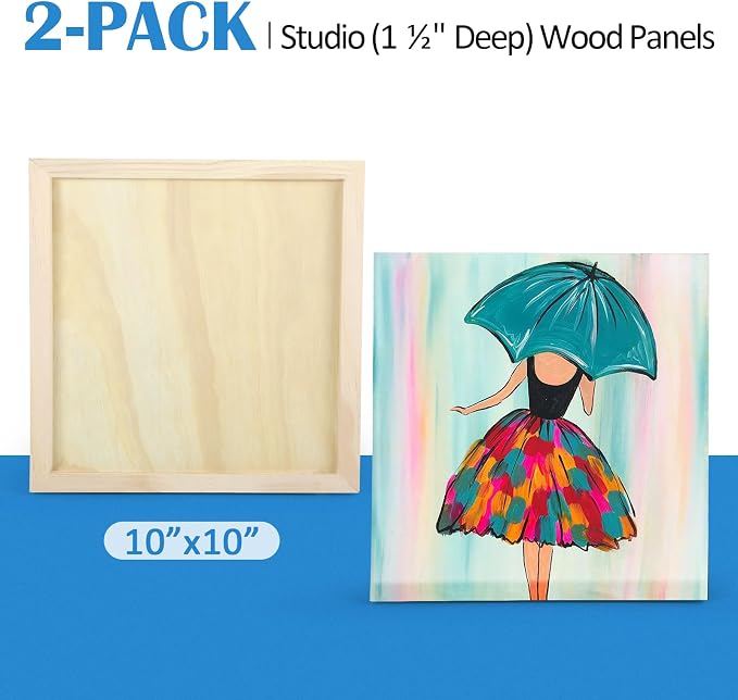 Falling in Art 2 Pack 10x10'' Unfinished Gallery Birch Wood Canvas Panels | - Image 6
