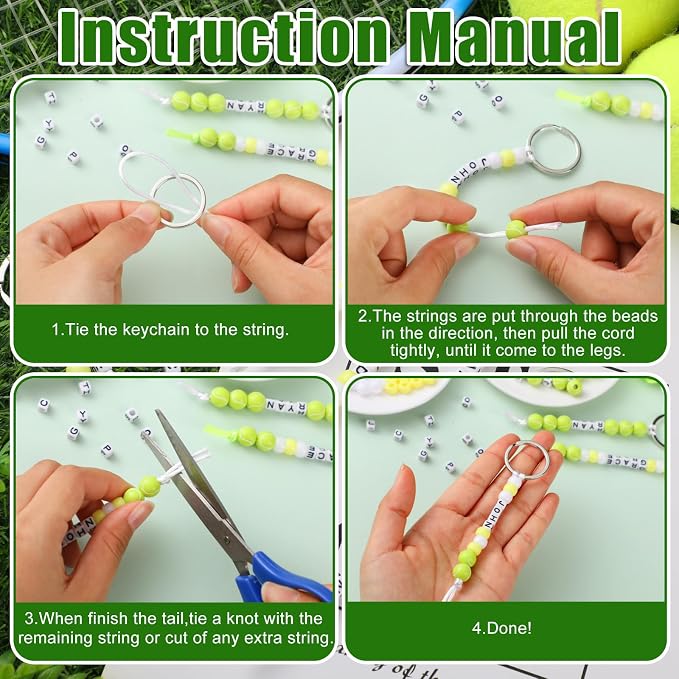 Landical 564 Pcs DIY Tennis Bead Keychain Kit Key Chain Making Craft Adjustable - Image 2