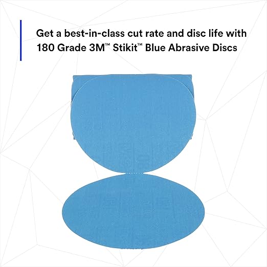 3M Stikit Blue Abrasive Disc Roll, 36206, No Hole, 6 in, 180+ Grade, Pack of 100, Automotive Sanding Discs for Coating Removal, Body Repair, Auto Sanding, Primer Sanding