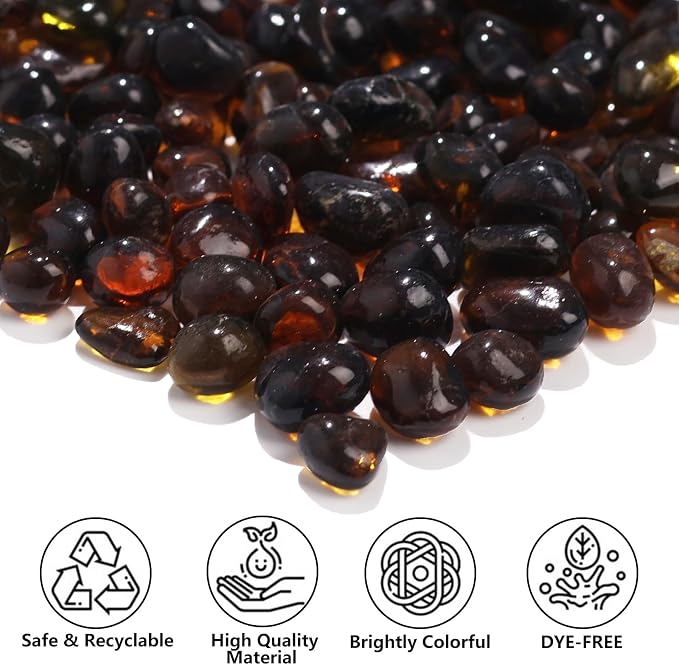 QYGL 0.55LB Brown Clear Glass Pebbles, Tumbled Sea Glass Stones - Image 2