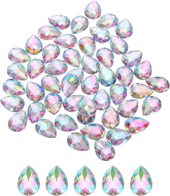 MECCANIXITY 50PCS Flat Back Acrylic Teardrop Gems 18x25mm Artificial Rhinestones by MECCANIXITY