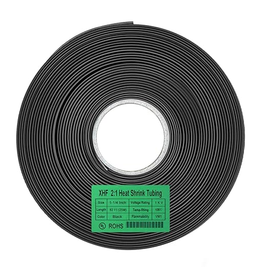 XHF UL Listed 82 FT 1-1/4" Heat Shrink Tubing Roll 2:1,Electrical Industrial Shrink Tube for Wire Insulation Black