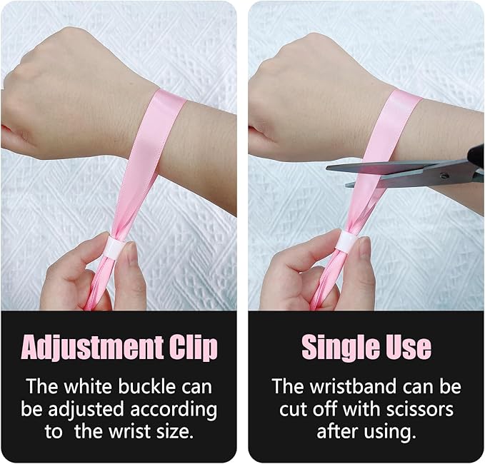 100 Pcs Cloth Event Wristbands, Event Wristbands, Colored Wrist Bands for Events, for Lightweight Concert Wrist Strap for Activities, Party Bracelets for Events (Color : Pink)
