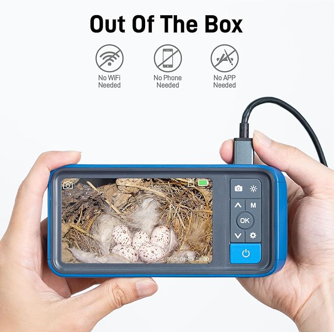 Teslong Telescopic Camera with Light, 4.5" IPS Screen Endoscope Inspection Camera with 5FT Telescoping Pole, IP67 Waterproof Flexible Borescope for Home Ceiling, Wall, Chimney, Automotive & HVAC