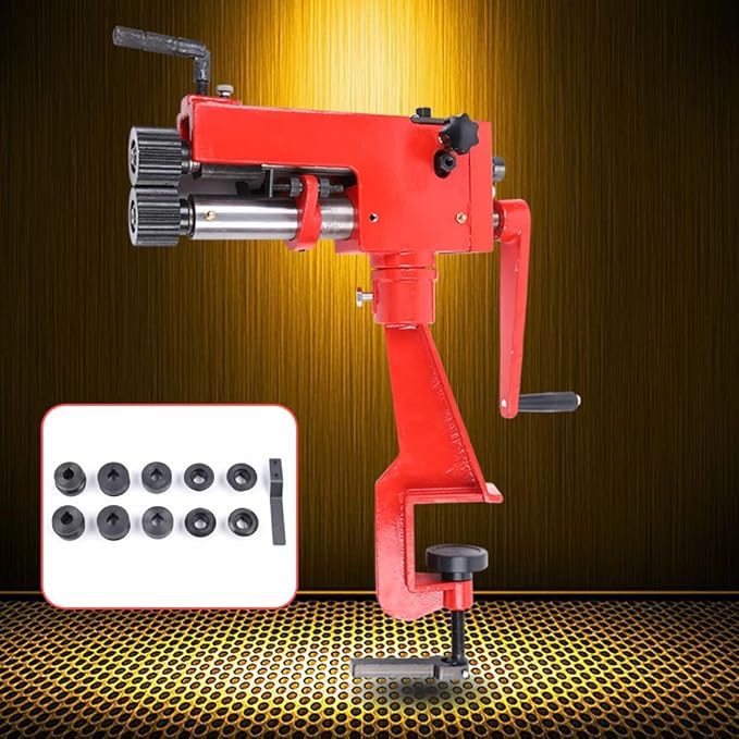 Manual Roll Bender,7'' Sheet Metal Bead Roller,Rotary Steel Bending Bender Manual Tool with 6 Die Sets